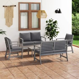 5 Piece Garden Lounge Set with Cushion Solid Acacia Wood Gray