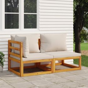 2 Piece Patio Sofa Set with Cushions Solid Wood Acacia