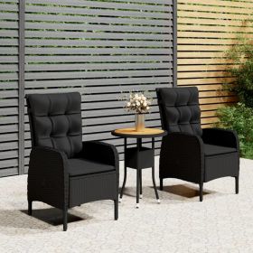 3 Piece Patio Bistro Set Poly Rattan Black