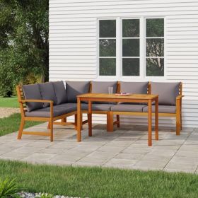 5 Piece Patio Dining Set with Cushions Solid Wood Acacia