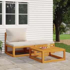 3 Piece Patio Lounge Set with Cushions Solid Wood Acacia