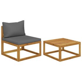 2 Piece Patio Sofa Set with Cushion Solid Acacia Wood