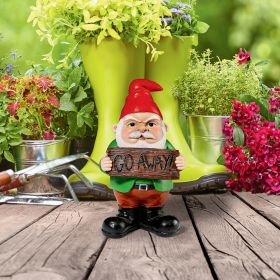 GO AWAY SIGN GNOME STATUE