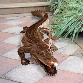 PROWLING ALLIGATOR BRONZE STATUE