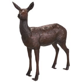 STANDING DOE DEER BRONZE STATUE             FRT-NR