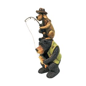 FISHING BUDDIES BLACK BEAR & DOG STATUE