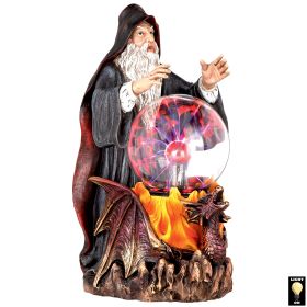 WIZARD WITH LED CRYSTAL BALL STATUE