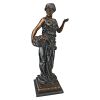 MAIDEN WITH FLOWER BASKET BRONZE STATUE         NR