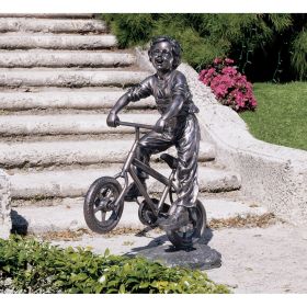 OUT FOR A RIDE BOY ON BIKE STATUE           FRT-NR