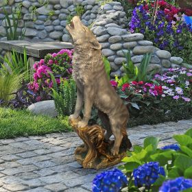 HOWLING LONE WOLF GARDEN STATUE