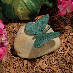 EMERALD VERDE BUTTERFLY ON ROCK STATUE