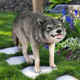 GROWLING GRAY WOLF STATUE                   OS3-NR