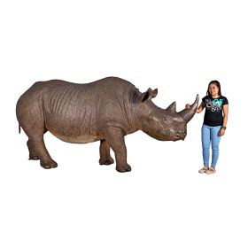 LIFE SIZED BLACK RHINOCEROS STATUE          FRT-NR