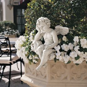 MOURNING MORTALITY CHERUB SITTER STATUE