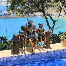 FAMILY FISHING BRONZE STATUE                FRT-NR