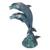 TWIN DOLPHINS IN TANDEM BRONZE STATUE       FRT-NR