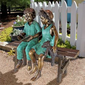 READ TO ME BOY AND GIRL BRONZE STATUE       FRT-NR