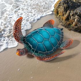 LARGE BLUE SEA TURTLE STATUE