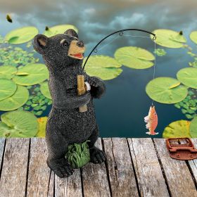 FISHING BLACK BEAR STATUE