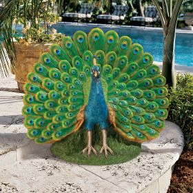 PEACOCK PLUMAGE GARDEN STATUE