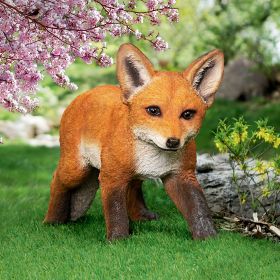 CAVORTING CARMINE BABY RED FOX STATUE