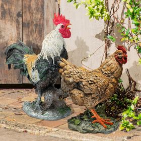 SET OF HENRIETTA HEN & ROOSTER STATUES