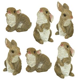 S/6 BABY BUNNY RABBIT DEN STATUES