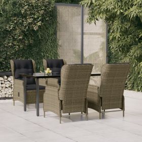 5 Piece Patio Dining Set Brown Poly Rattan (Color: Brown)